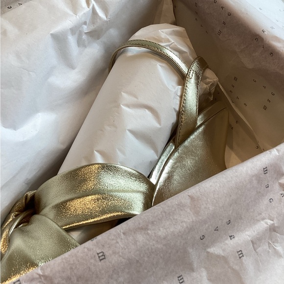 Knotted Sculptural Wedge Sandals Anthropologie Dressy Gold Heels Size 7 NIB NEW - Picture 14 of 15